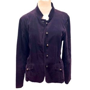 Coldwater Creek Purple Eggplant Corduroy Blazer Jacket Lightweight 14